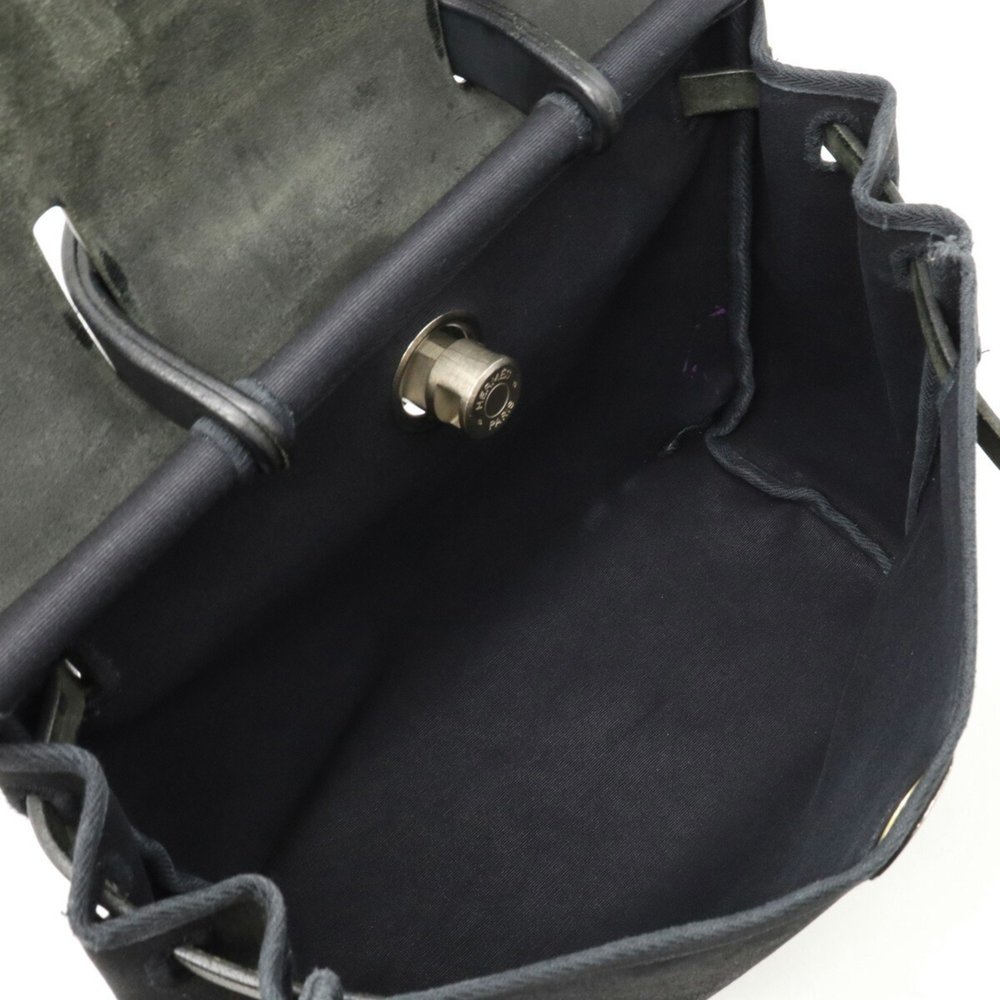 HERMES Ale Bag Ad PM Handbag Toile Officier Leather Black Shoulder □D engraved - Picture 5 of 9